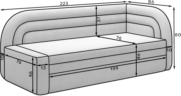 Pohovka TRELOR, levá, bílá látka