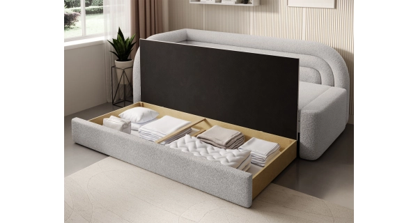 Pohovka TRELOR, levá, bílá látka