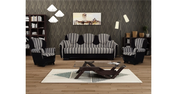 Pohovka VELOX 2, šedá látka se vzorem/černá látka