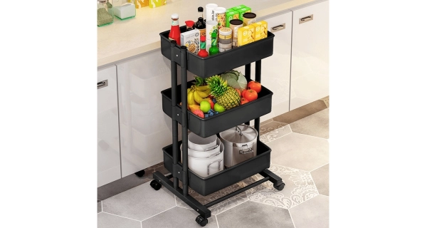 Pojízdný regál ROUNBE, černá