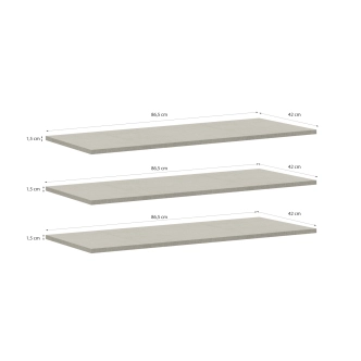 Police do skříně KELLO 2 typ 3 - sada 3 ks, šedá