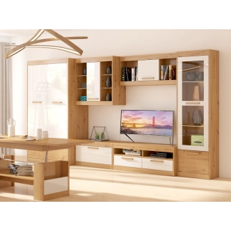 Police GATTON s dvířky, dub artisan/bílý lesk, 5 let záruka