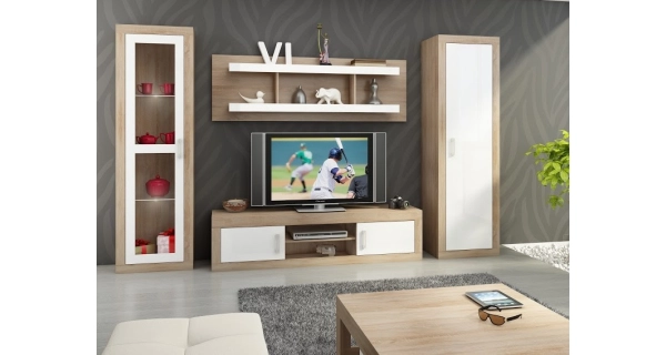 Police GOUDINI 180 cm, dub sonoma/bílý lesk, 5 let záruka