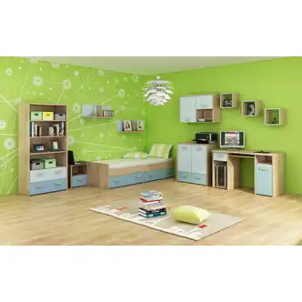 Police NELLORE, dub sonoma/světle modrá/modrá