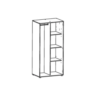 Policová šatní skříň PERK, bílá/dub shannon