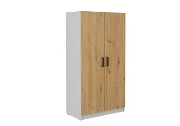 Policová skříň AGEPSTA 2D, světle šedá/dub artisan