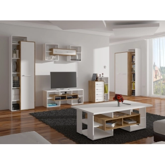 Policová skříň DORINDA levá, dub burgundský/bílá, 5 let záruka