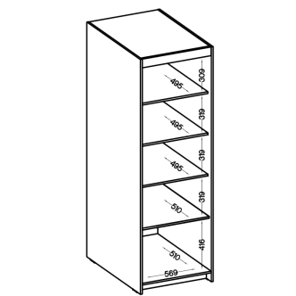 Policová skříň TEKEN 1D 3S, bílá