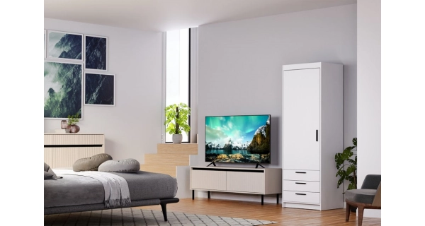 Policová skříň TEKEN 1D 3S, bílá