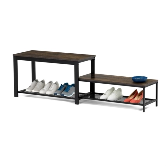 Policový botník NALSON, dekor staré dřevo/černý