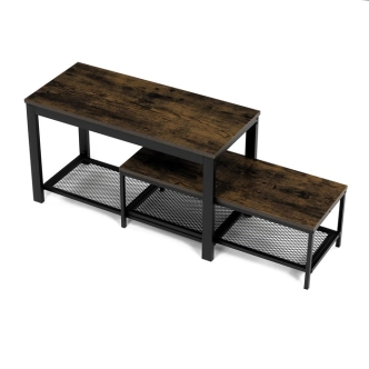 Policový botník NALSON, dekor staré dřevo/černý