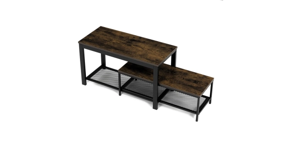 Policový botník NALSON, dekor staré dřevo/černý