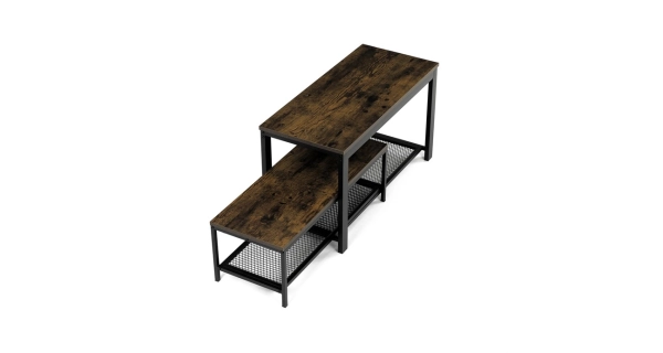 Policový botník NALSON, dekor staré dřevo/černý