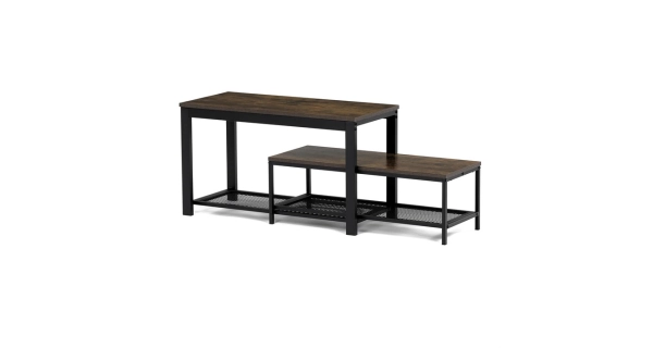 Policový botník NALSON, dekor staré dřevo/černý