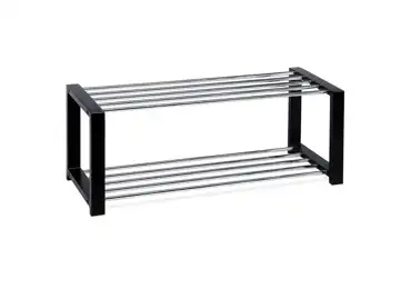 Policový botník QUINCY 11, chrom/černá