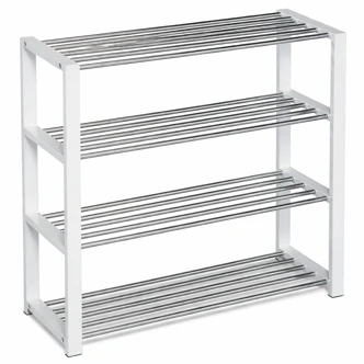 Policový botník QUINCY 14, chrom/bílá