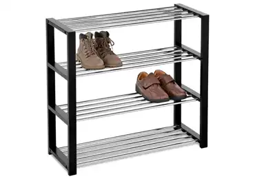 Policový botník QUINCY 14, chrom/černá