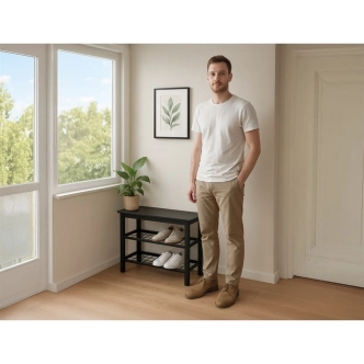 Policový botník VORSTEL bez potahu, černý