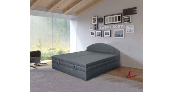 Polohovací čalouněná postel RUDY 180x200 cm, tmavě šedá látka DOPRODEJ