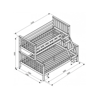 Poschoďová postel DENDA 90/140, buk bílá