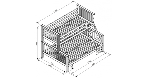 Poschoďová postel DENDA 90/140, buk bílá