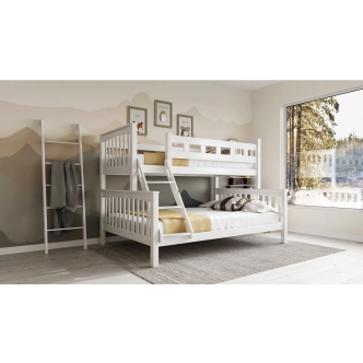 Poschoďová postel DENDA 90/140 s rošty, buk bílá