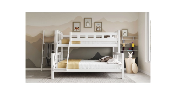 Poschoďová postel DENDA 90/140 s rošty, buk bílá