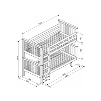 Poschoďová postel DENDA 90, buk natur