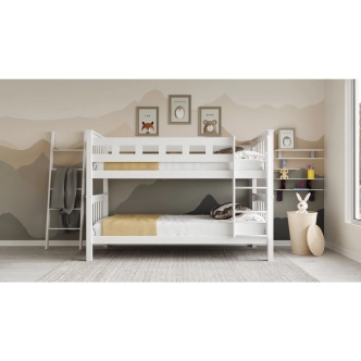 Poschoďová postel DENDA 90 s rošty, buk bílá