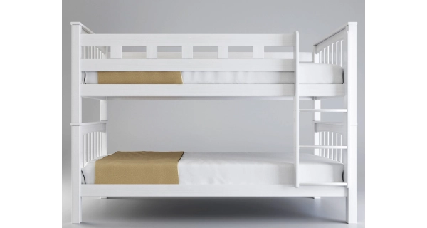Poschoďová postel DENDA 90 s rošty, buk bílá