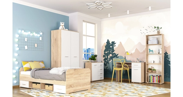 Postel 90x200 MARITAE sonoma/bílá