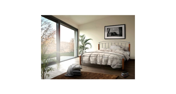 Postel AVERHOA 160x200 cm s roštem, kov/ masiv