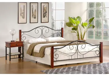 Postel BANGKA 120x200 cm, třešeň antická/černá + rošt