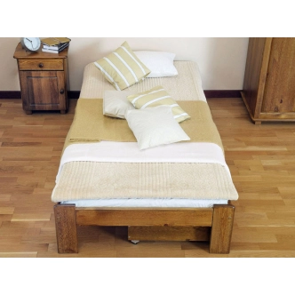 Postel BELUKHA 90x200 cm s roštem, masiv borovice/moření dub