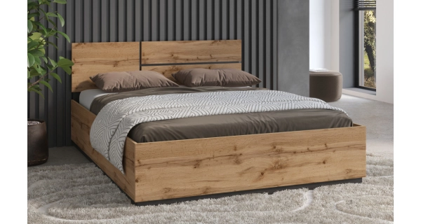 Postel BONIFACIO 160x200 cm, dub wotan/černá