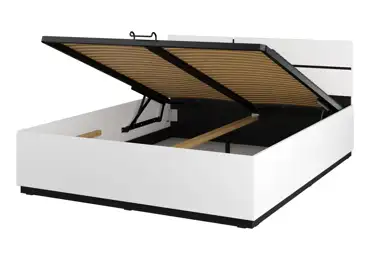 Postel BONIFACIO 160x200 cm s roštem a úložným prostorem, bílá/černá