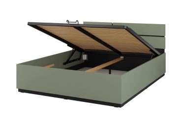 Postel BONIFACIO 160x200 cm s roštem a úložným prostorem, zelená/černá