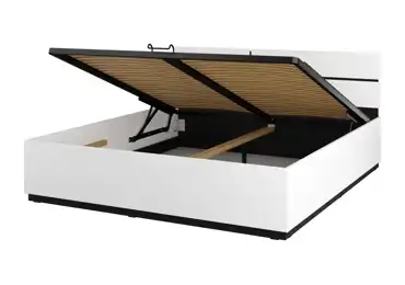 Postel BONIFACIO 180x200 cm s roštem a úložným prostorem, bílá/černá