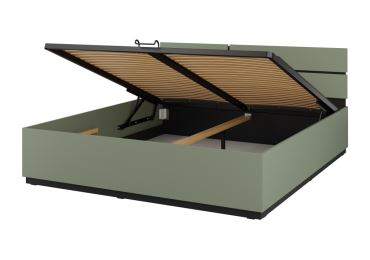 Postel BONIFACIO 180x200 cm s roštem a úložným prostorem, zelená/černá