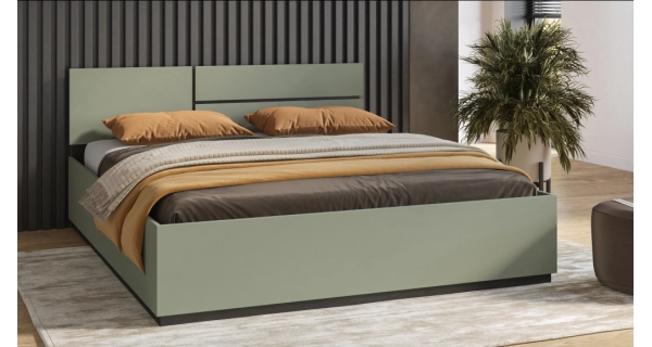 Postel BONIFACIO 180x200 cm s roštem a úložným prostorem, zelená/černá