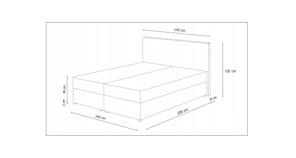 Postel boxspring MACAO 140x200 cm, černá látka/bílá ekokůže