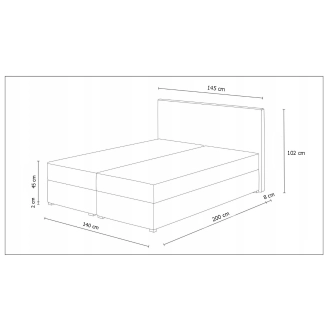 Postel boxspring MACAO 140x200 cm, černá látka/černá ekokůže