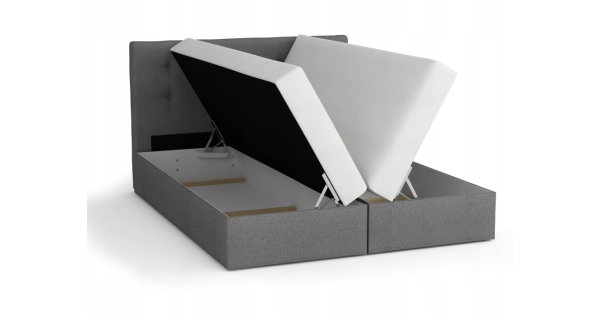 Postel boxspring MACAO 160x200 cm, šedá látka/černá ekokůže