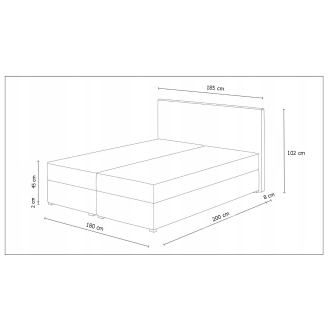 Postel boxspring MACAO 180x200 cm, černá látka/černá ekokůže