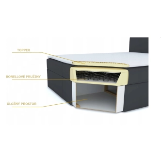 Postel boxspring MACAO 180x200 cm, šedá látka/bílá ekokůže