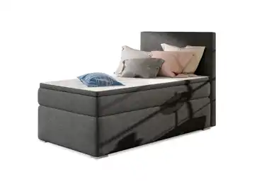 Postel boxspring NAMBUL 90x200 cm, levá, tmavě šedá látka