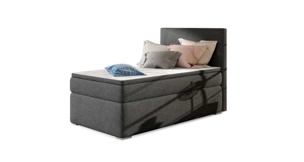 Postel boxspring NAMBUL 90x200 cm, levá, tmavě šedá látka