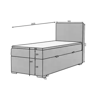 Postel boxspring NAMBUL 90x200 cm, pravá, černá látka