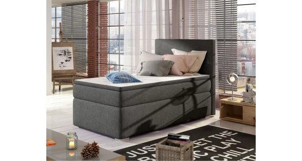 Postel boxspring NAMBUL 90x200 cm, pravá, tmavě šedá látka