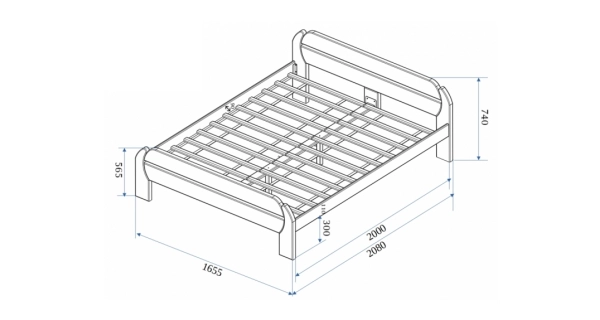 Postel BRAHE 160, masiv buk/barva bílá